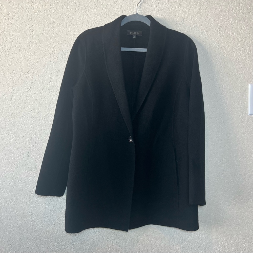 Talbots Double Faced wool blend single breasted black blazer jacket